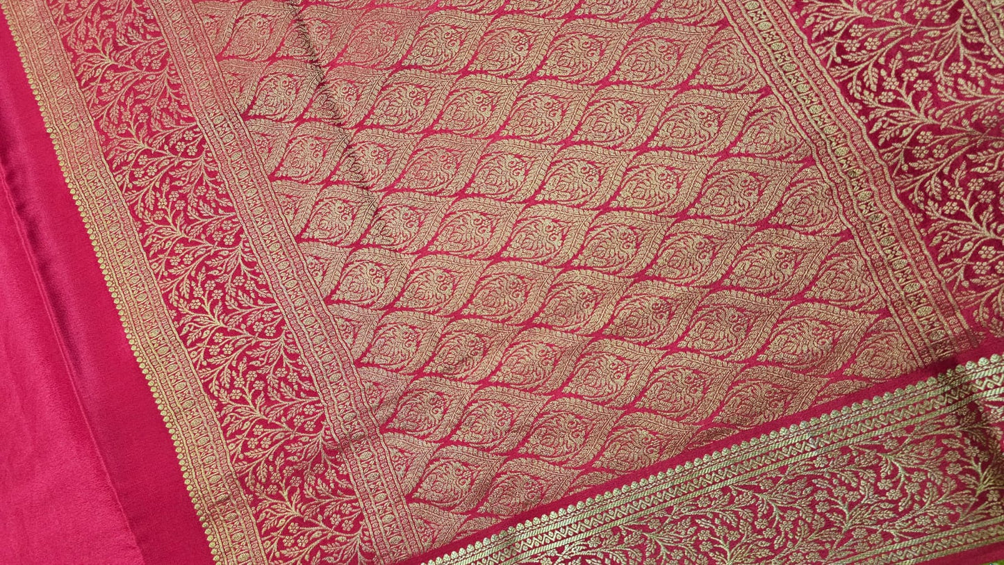 PURE MYSORE CREPE SILK SAARE WITH RICH PALLU AND BROCADE BLOUSE