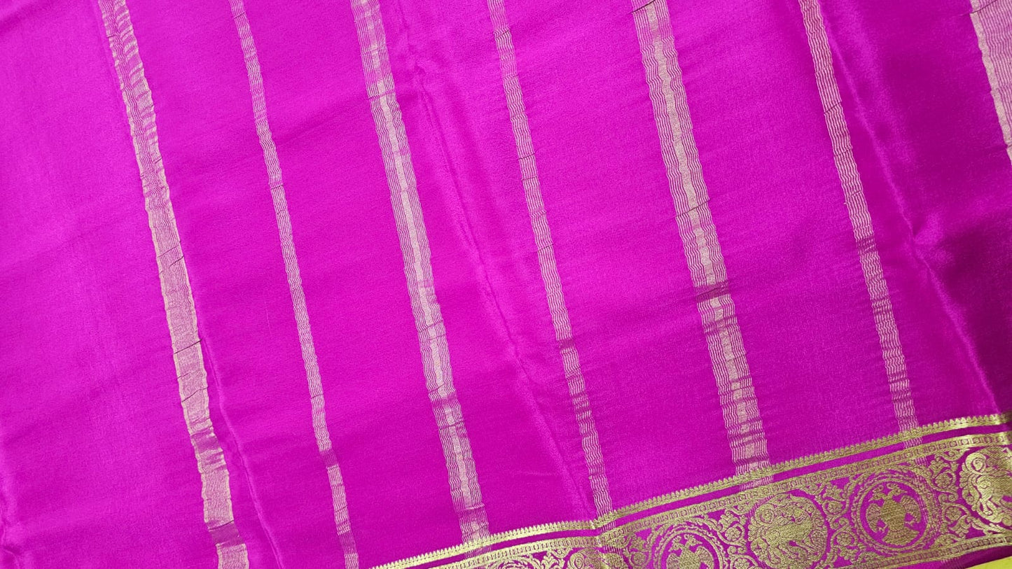 PURE MYSORE CREPE SILK SAARES WITH PLAIN AND CONTRAST BORDER