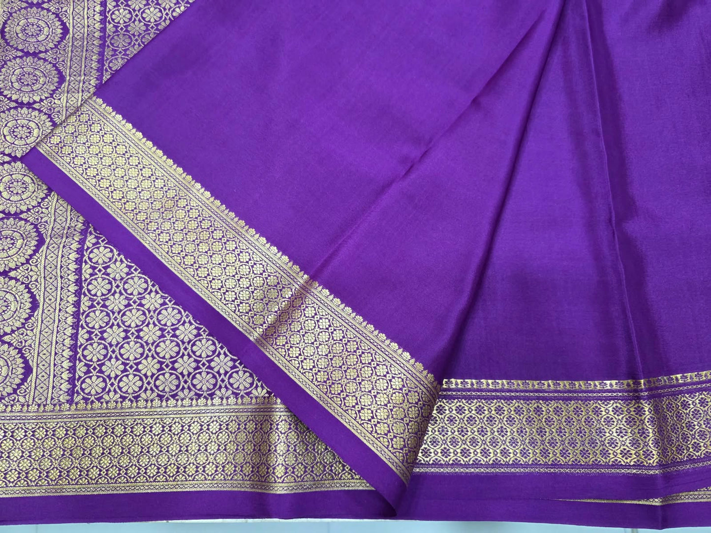 PURE MYSORE CREPE SILK SAREES WITH CHEX WITH PEACOCK AND CHAKRA BUTTA SAREE