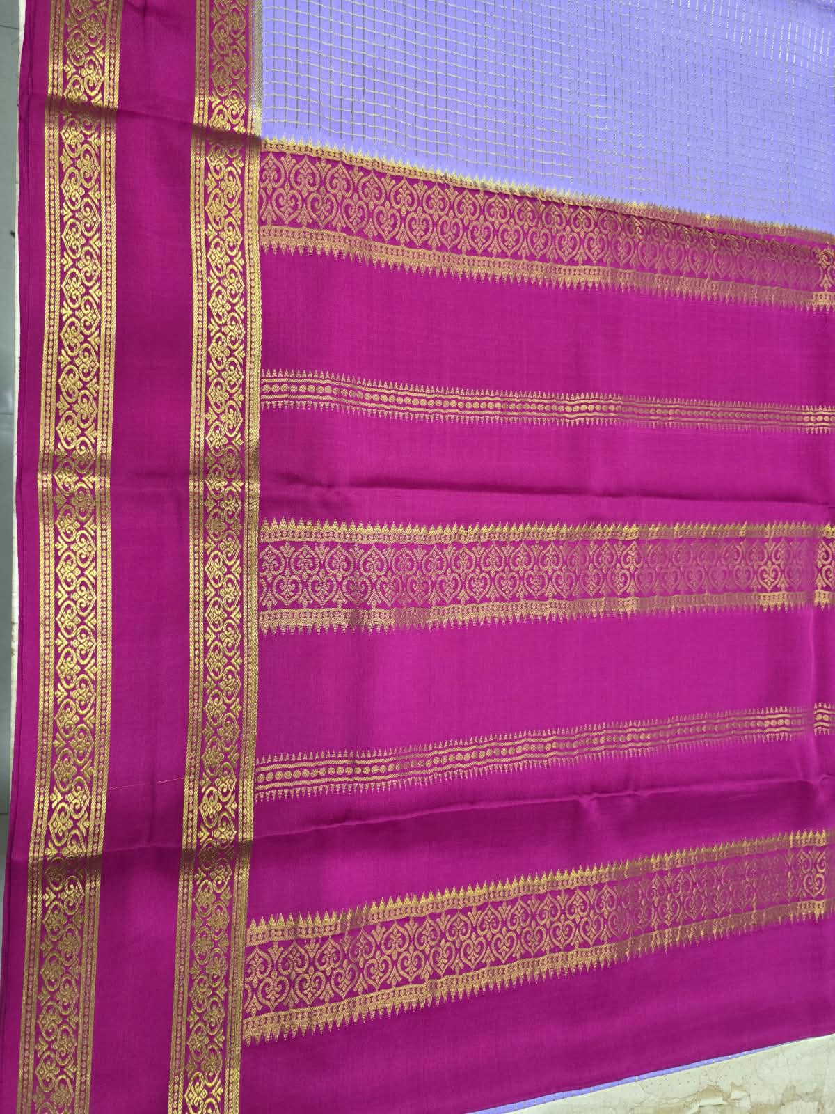 PURE MYSORE CREPE SILK SAREES WITH CHEX WITH BENTEX BORDER