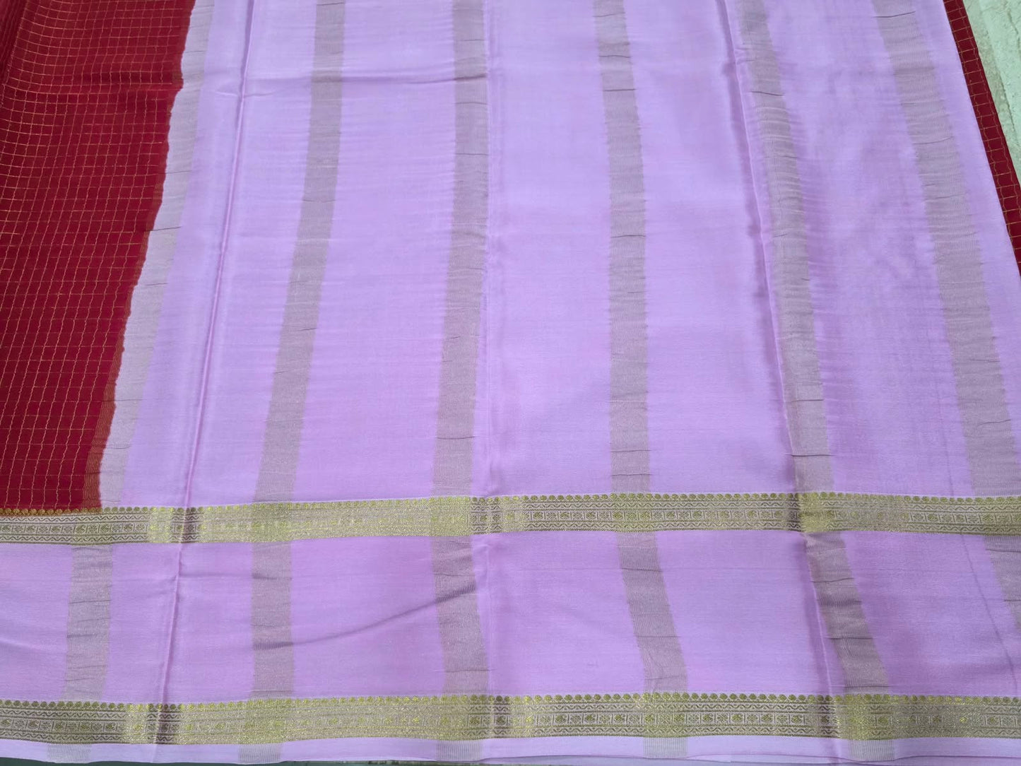 PURE MYSORE CREPE SILK SAREE CHEX WITH BENTEX BORDER