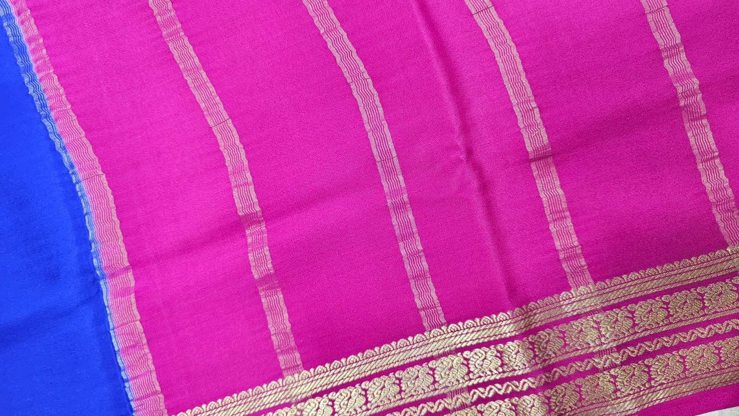 PURE MYSPRE CREPE SILK SAREES WITH DOUBLE  PEACOCK  BORDER