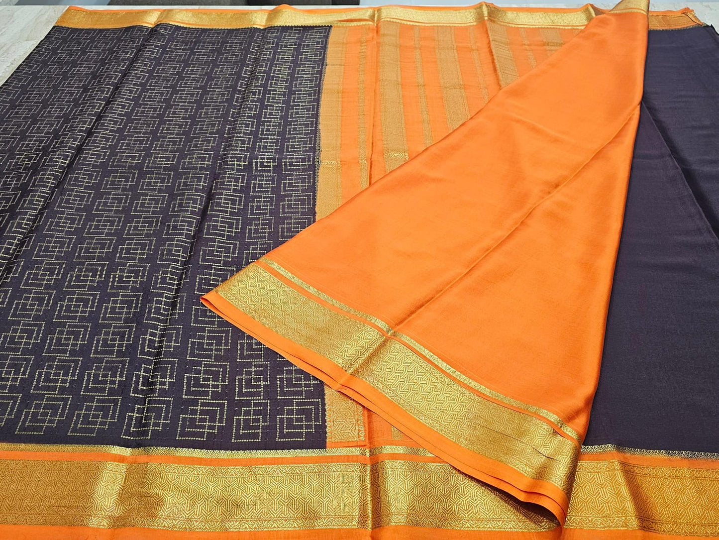 PURE MYSORE CREPE SILK SAREES CHECKS PATTERN