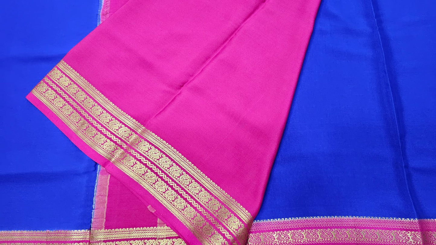 PURE MYSPRE CREPE SILK SAREES WITH DOUBLE  PEACOCK  BORDER