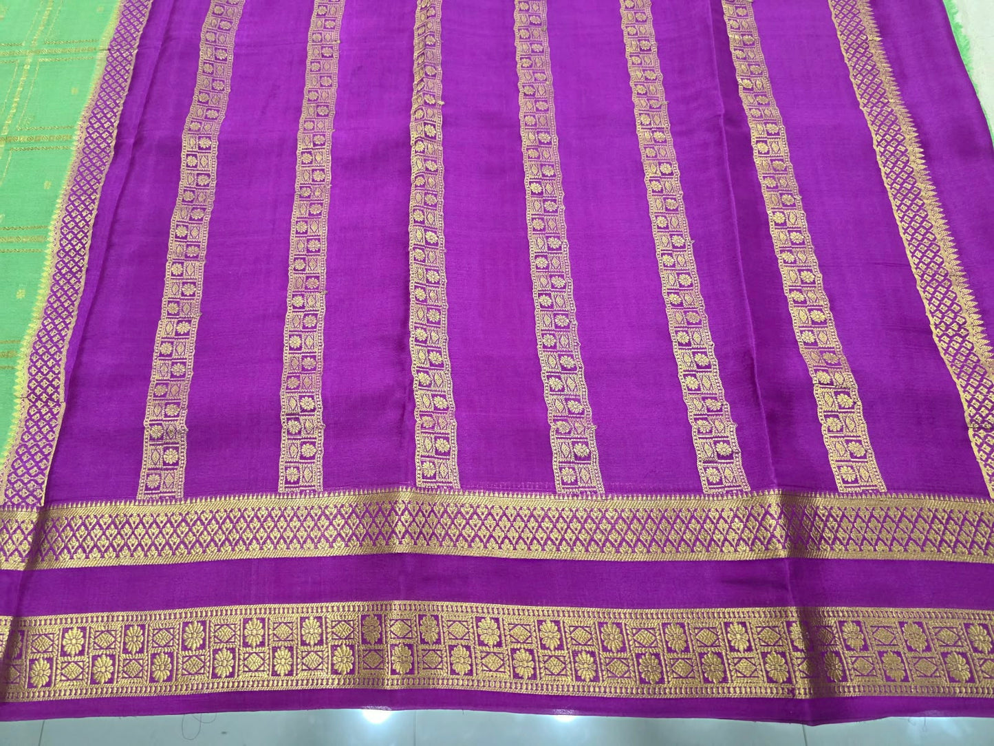 PURE MYSORE CREPE SILK SAREES WITH BIG CHEX WITH BENTEX BORDER