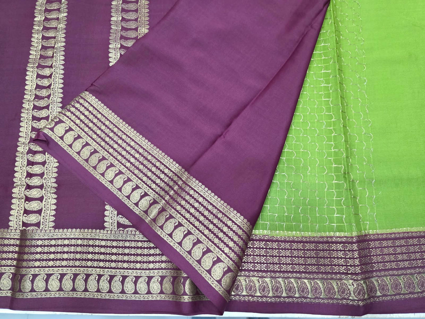 PURE MYSORE CREPE SILK SAREES WITH CHEX PATTERN