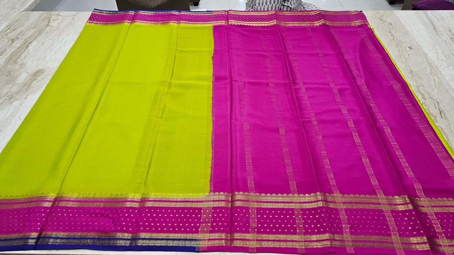 PURE MYSORE CREPE SILK SAREES WITH BORDER BUTTA SAREE