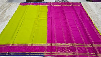 PURE MYSORE CREPE SILK SAREES WITH BORDER BUTTA SAREE