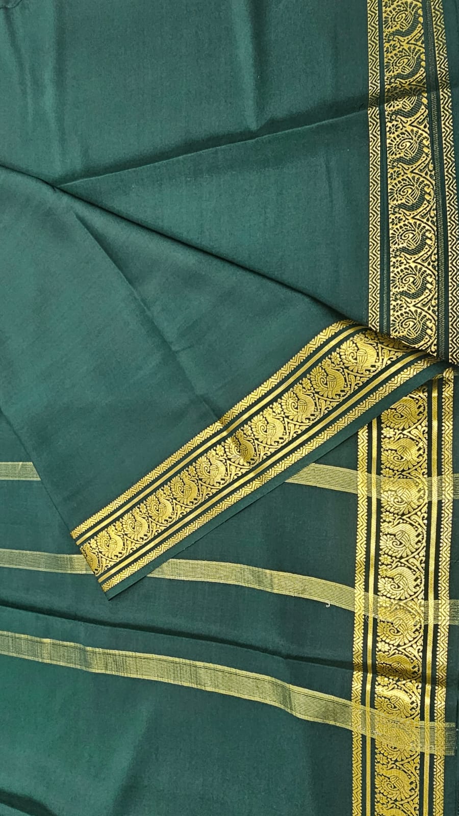 PURE MYSORE CREPE SILK SAREES WITH PEACOCK BORDER