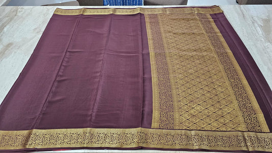 PURE MYSORE CREPE SILK SAARE WITH RICH PALLU AND BROCADE BLOUSE