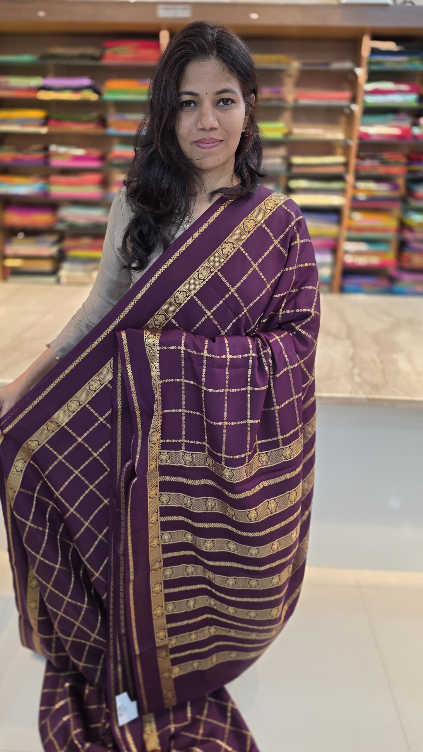 PURE ZARI MYSORE CREPE SILK SAREE WITH EMBROIDERY