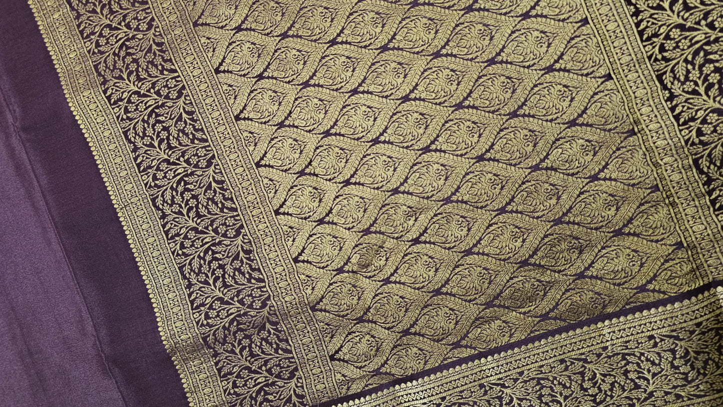 PURE MYSORE CREPE SILK SAARE WITH RICH PALLU AND BROCADE BLOUSE