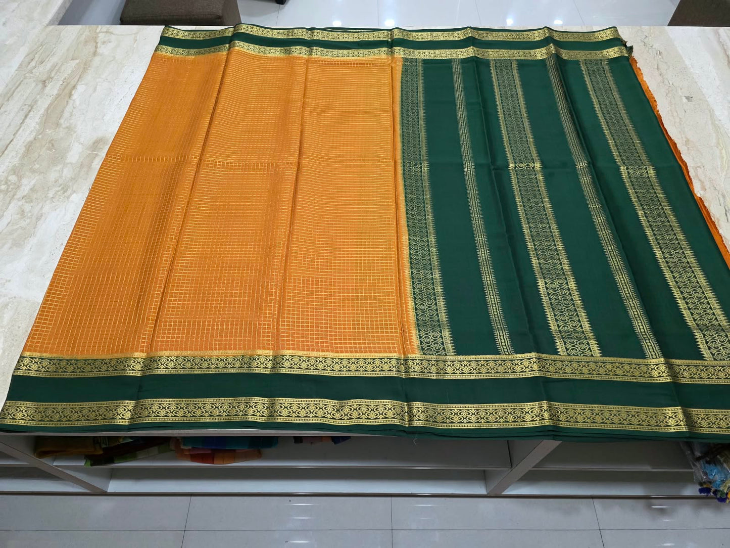 PURE MYSORE CREPE SILK SAREES WITH CHEX WITH BENTEX BORDER