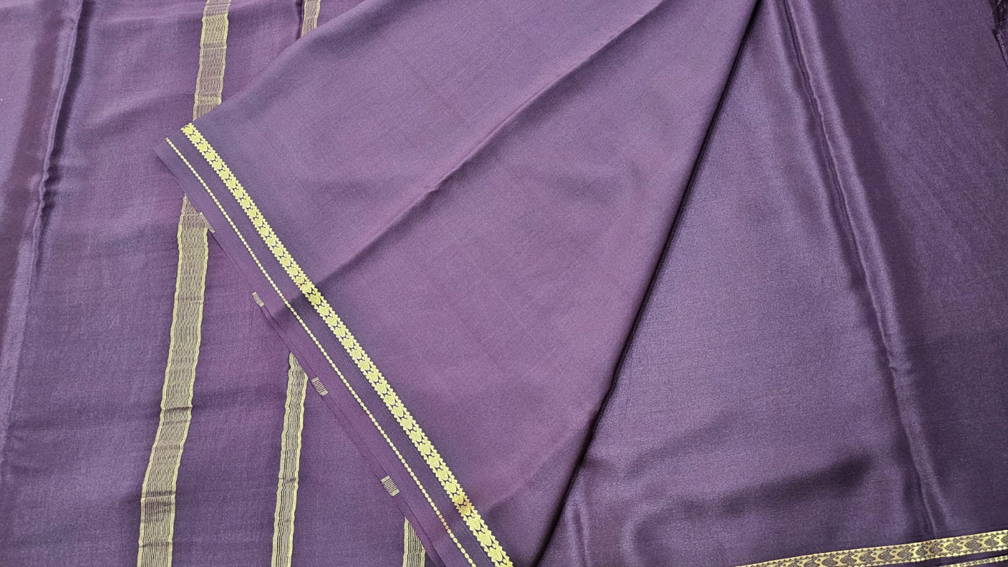 PURE MYSORE CREPE SILK SAREES WITH SMALL MANGO BORDER