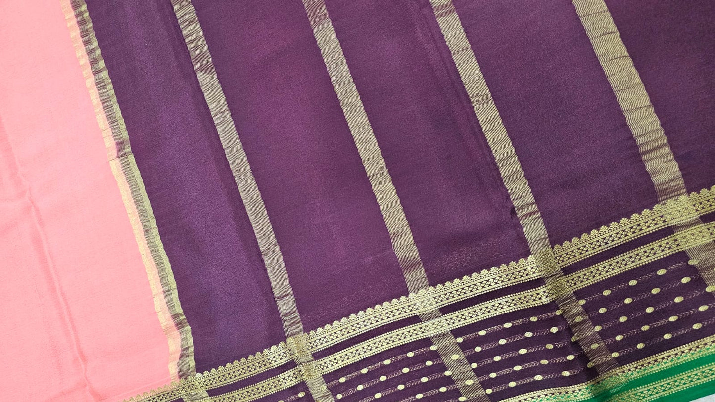 PURE MYSORE CREPE SILK SAREES WITH BORDER BUTTA SAREE