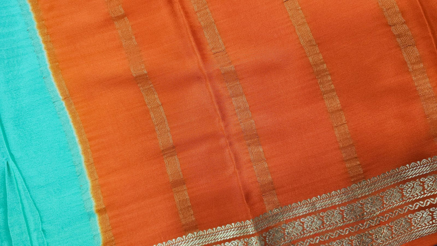 PURE MYSPRE CREPE SILK SAREES WITH DOUBLE  PEACOCK  BORDER