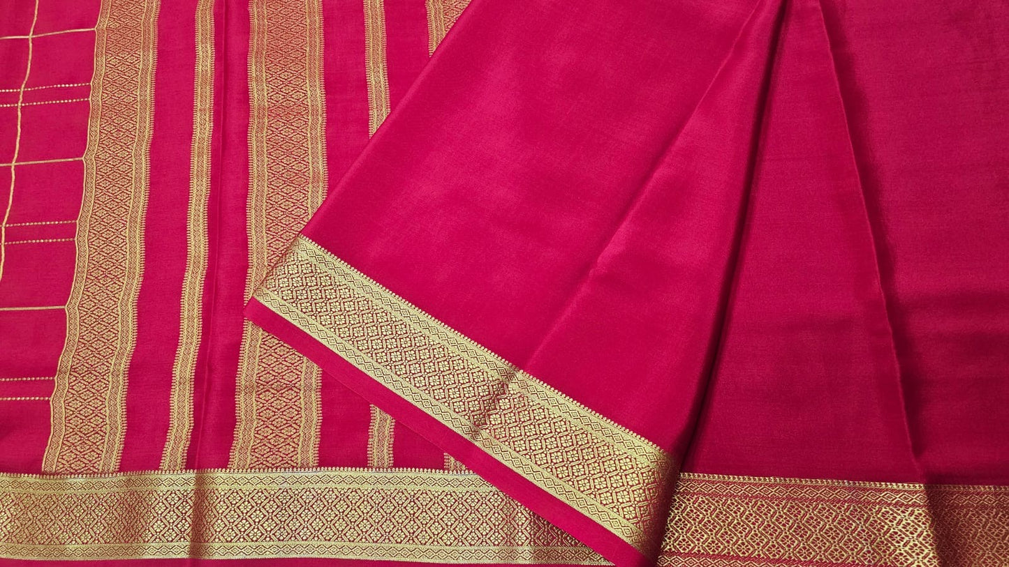 PURE MYSORE CREPE SILK SAREES WITH CHEX PATTERN