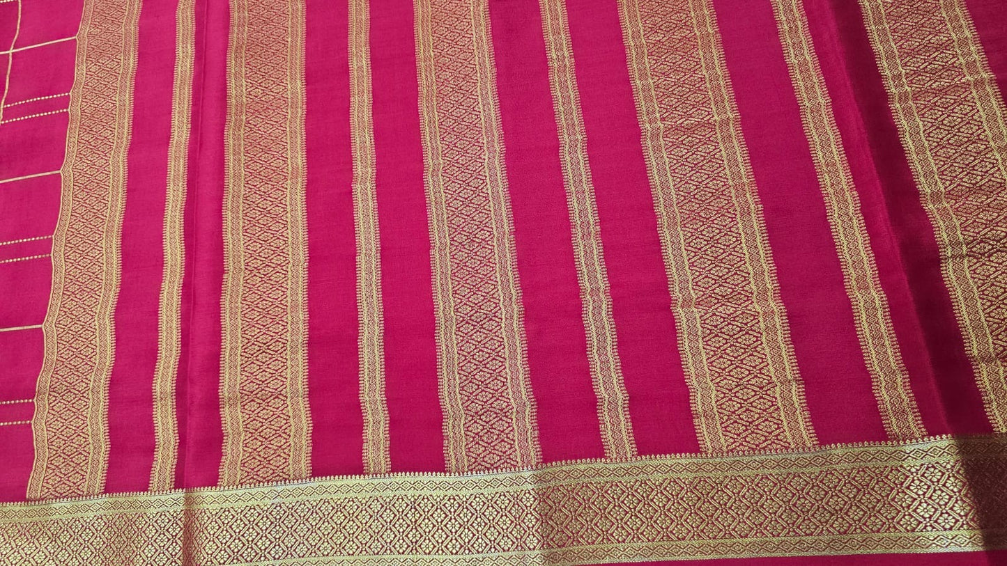 PURE MYSORE CREPE SILK SAREES WITH CHEX PATTERN