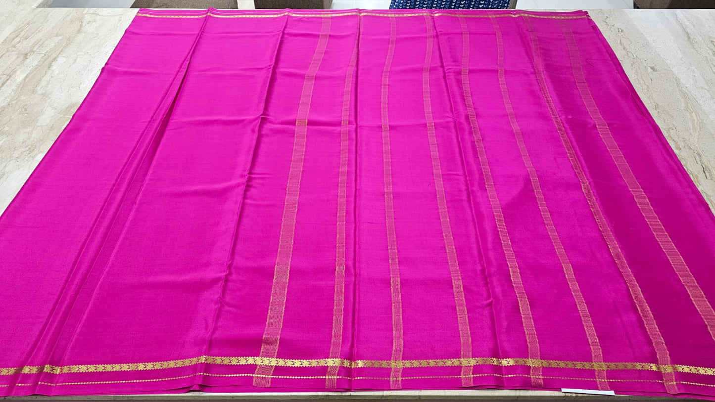 PURE MYSORE CREPE SILK SAREES WITH SMALL MANGO BORDER