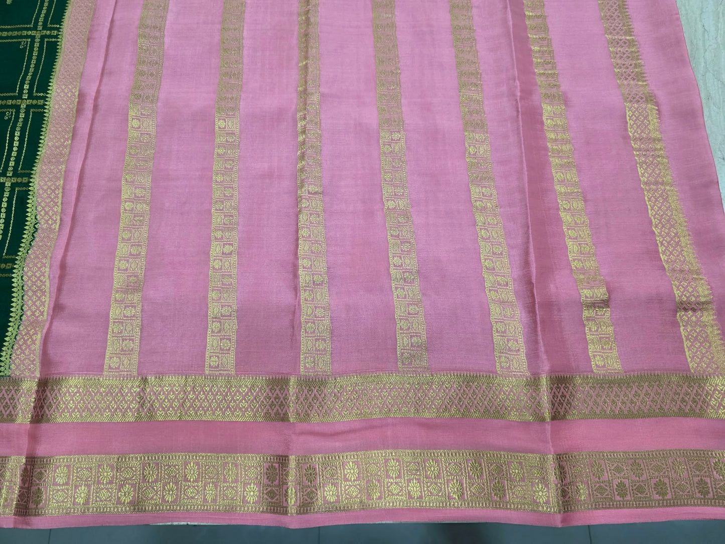 PURE MYSORE CREPE SILK SAREES WITH BIG CHEX WITH BENTEX BORDER