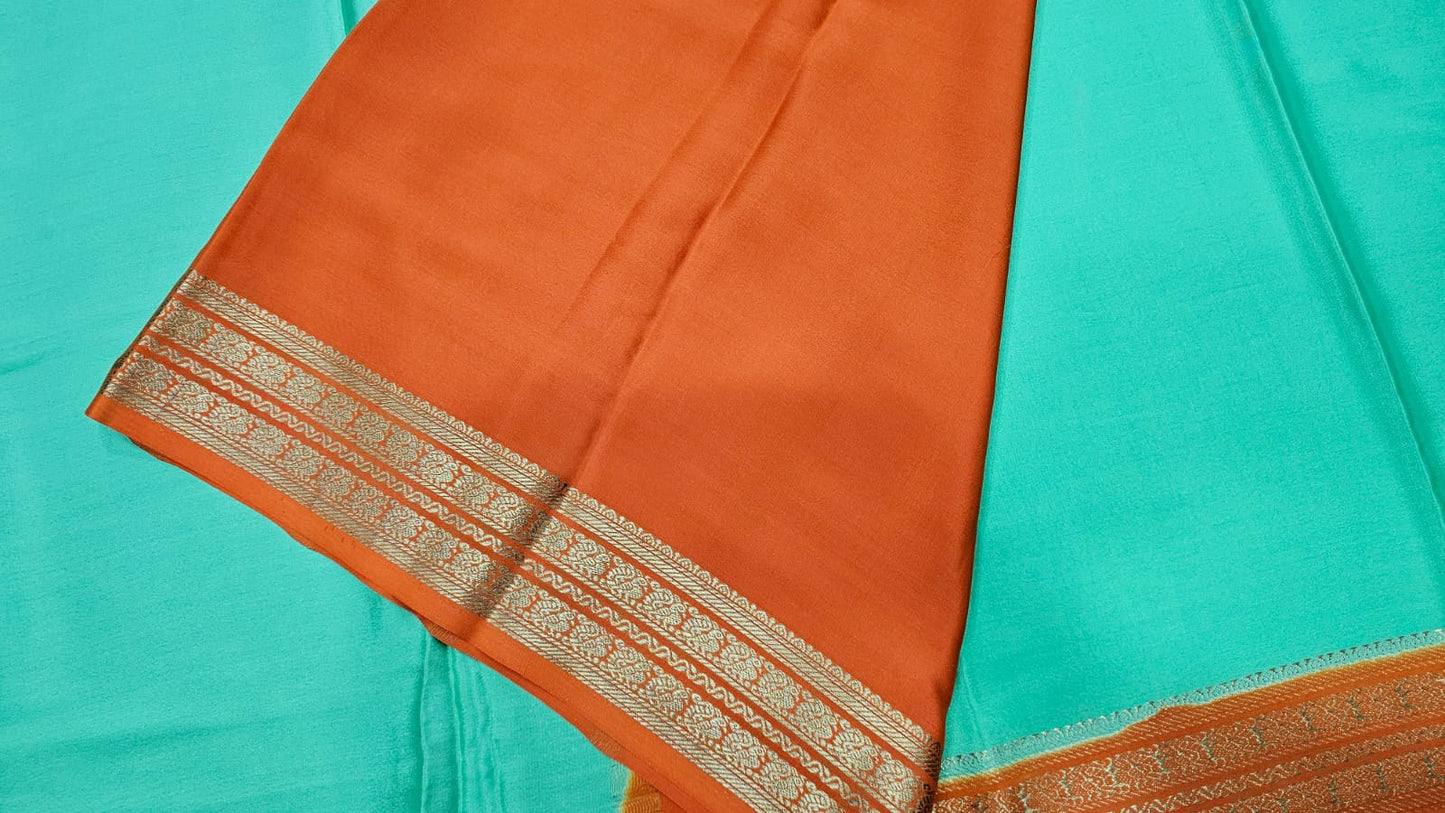 PURE MYSPRE CREPE SILK SAREES WITH DOUBLE  PEACOCK  BORDER