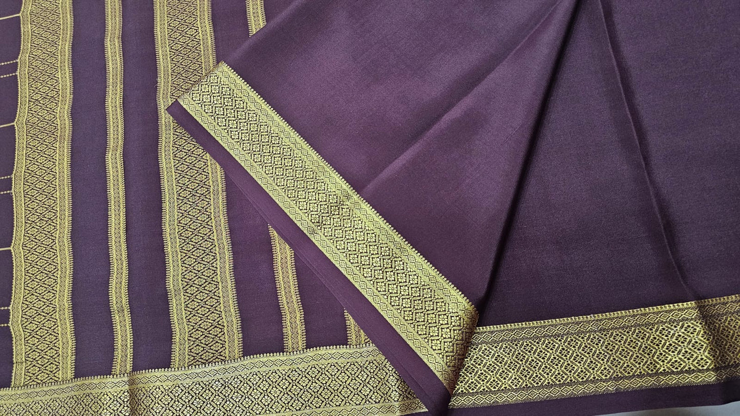 PURE MYSORE CREPE SILK SAREES WITH CHEX PATTERN
