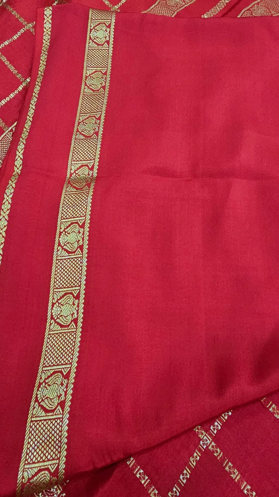 PURE ZARI MYSORE CREPE SILK SAREE WITH EMBROIDERY
