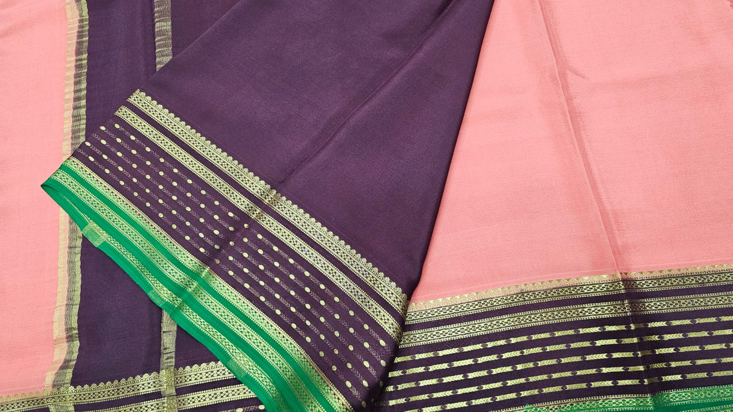 PURE MYSORE CREPE SILK SAREES WITH BORDER BUTTA SAREE