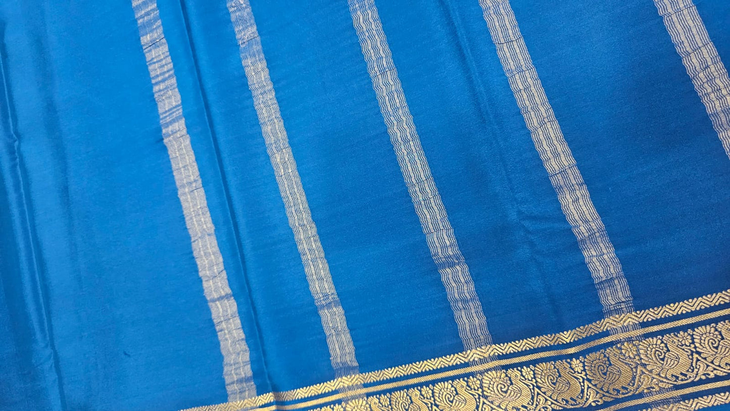 PURE MYSORE CREPE SILK SAREES WITH PEACOCK BORDER