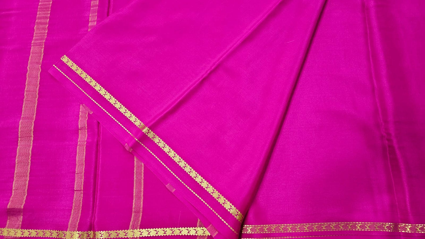 PURE MYSORE CREPE SILK SAREES WITH SMALL MANGO BORDER