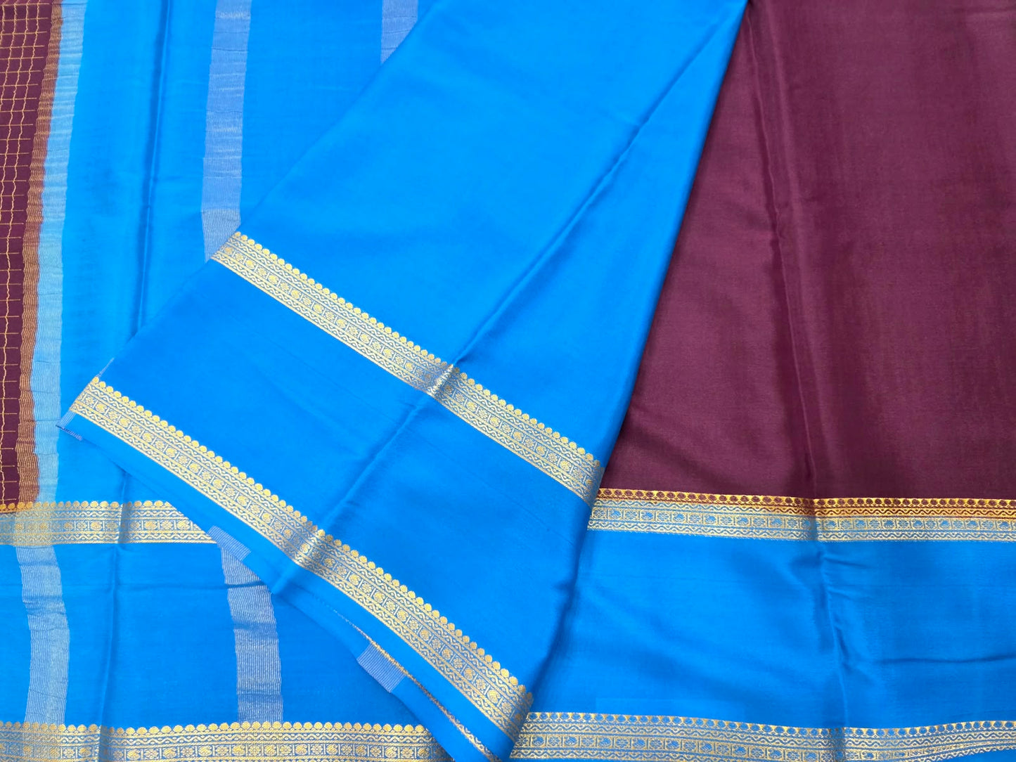 PURE MYSORE CREPE SILK SAREE CHEX WITH BENTEX BORDER