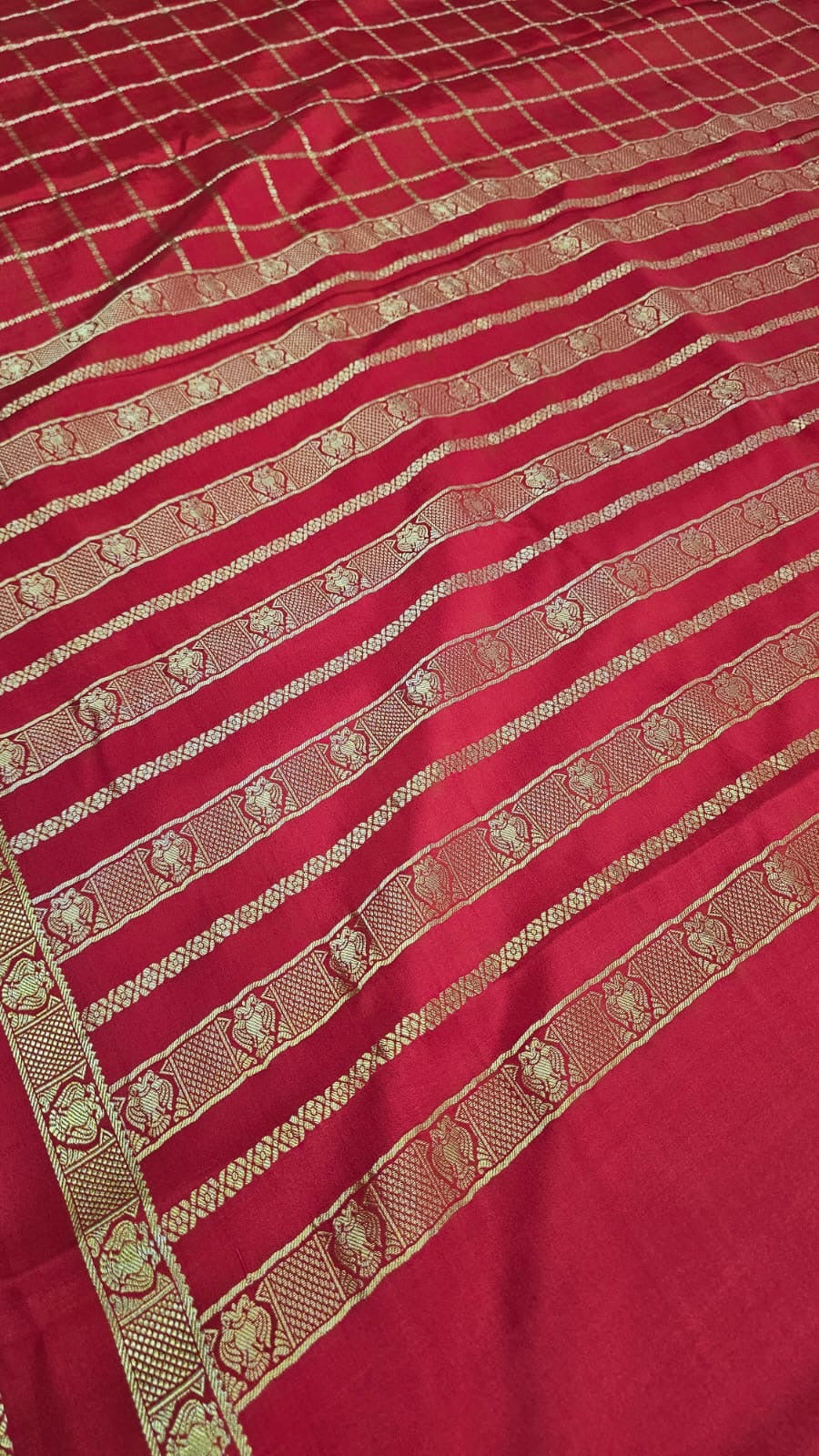 PURE ZARI MYSORE CREPE SILK SAREE WITH EMBROIDERY