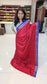 Mysore crepe silk saree with KSIC Finish in red with blue in small zari motifs pattern