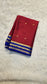 Mysore crepe silk saree with KSIC Finish in red with blue in small zari motifs pattern