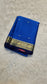 Mysore crepe silk saree with KSIC Finish in ananada Blue with Navy Blue in small zari motifs pattern