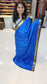 Mysore crepe silk saree with KSIC Finish in ananada Blue with Navy Blue in small zari motifs pattern