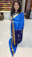 Mysore crepe silk saree with KSIC Finish in ananada Blue with Navy Blue in small zari motifs pattern