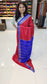 Mysore crepe silk saree with KSIC Finish in red with blue in small zari motifs pattern