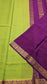Mysore crepe silk saree with KSIC Finish in parrot green with purple,pattern