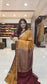 Mysore crepe silk saree with KSIC Finish in mustard with marron in brocade zari pattern
