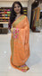 Mysore crepe silk saree with KSIC Finish in light peach in one side cutwork pattern