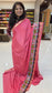 Mysore crepe silk saree with KSIC Finish in pink self in one side cutwork pattern
