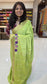 Mysore crepe silk saree with KSIC Finish in pista green in one side cutwork pattern