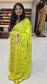 Mysore crepe silk saree with KSIC Finish in lemon green self in one side cutwork pattern