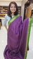 Mysore crepe silk saree with KSIC Finish in purple with green in checks pattern