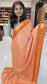 Mysore crepe silk saree with KSIC Finish in peach with orange in allover buttas pattern