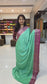 Mysore crepe silk saree with KSIC Finish in distemper green with rani pink in allover zari buttas pattern