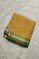 Mysore crepe silk saree with KSIC Finish in mustard with green in allover zari brocade pattern