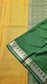 Mysore crepe silk saree with KSIC Finish in mustard with green in allover zari brocade pattern