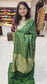 Mysore crepe silk saree with KSIC Finish in leaf green in allover zari buttas pattern